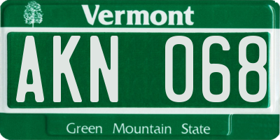 VT license plate AKN068