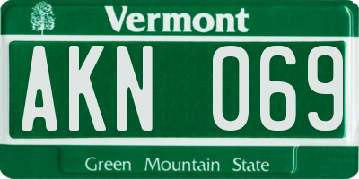 VT license plate AKN069