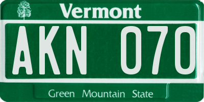VT license plate AKN070