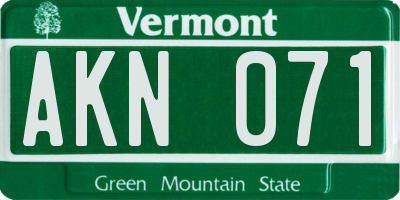 VT license plate AKN071