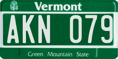 VT license plate AKN079