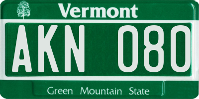 VT license plate AKN080