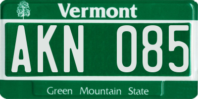 VT license plate AKN085