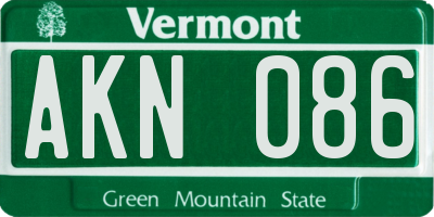 VT license plate AKN086