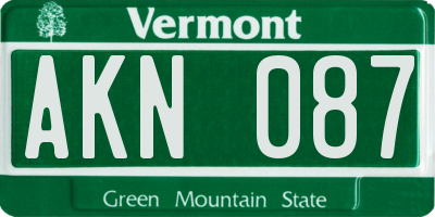 VT license plate AKN087
