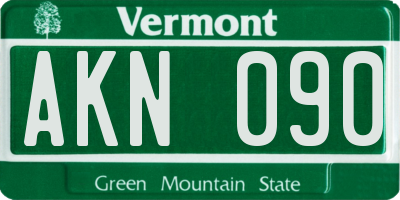 VT license plate AKN090