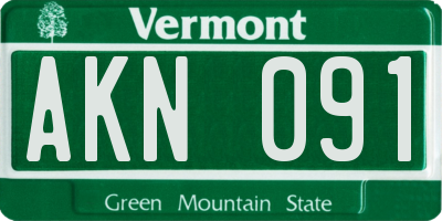 VT license plate AKN091