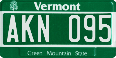 VT license plate AKN095