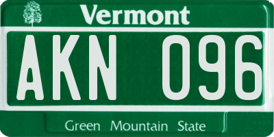 VT license plate AKN096
