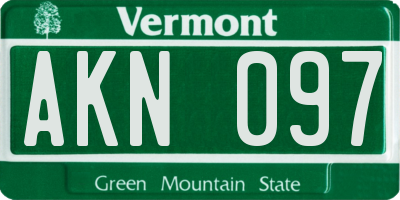 VT license plate AKN097