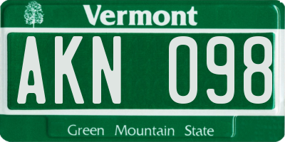 VT license plate AKN098