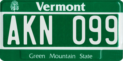 VT license plate AKN099