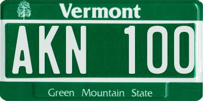 VT license plate AKN100