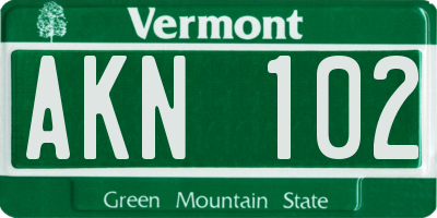 VT license plate AKN102