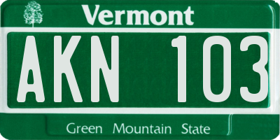 VT license plate AKN103