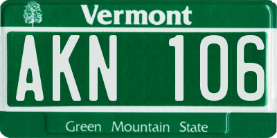 VT license plate AKN106