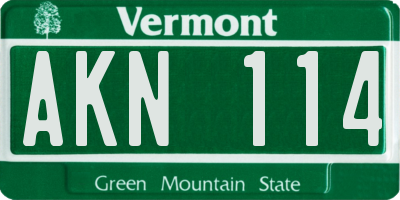 VT license plate AKN114