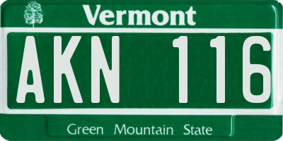 VT license plate AKN116
