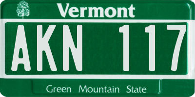 VT license plate AKN117