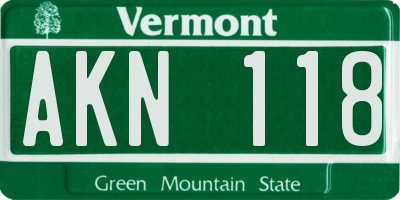 VT license plate AKN118