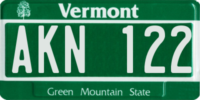 VT license plate AKN122