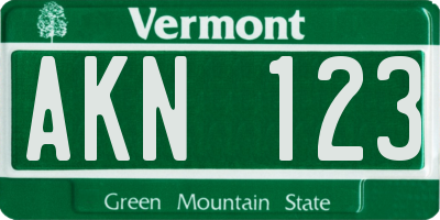VT license plate AKN123