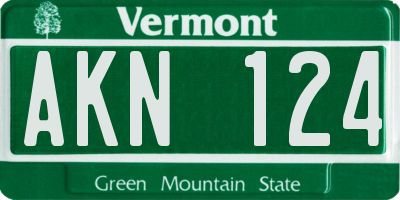 VT license plate AKN124