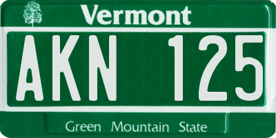 VT license plate AKN125