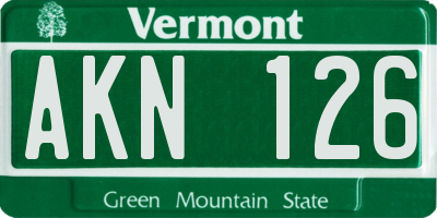 VT license plate AKN126
