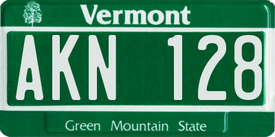 VT license plate AKN128
