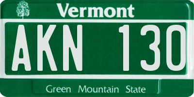 VT license plate AKN130