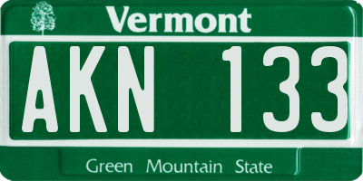 VT license plate AKN133