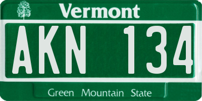 VT license plate AKN134