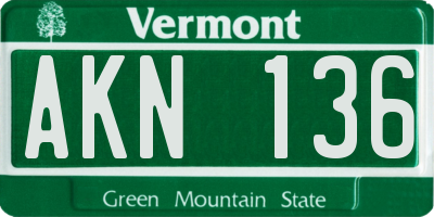 VT license plate AKN136