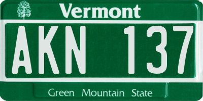 VT license plate AKN137