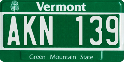 VT license plate AKN139
