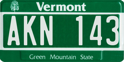 VT license plate AKN143