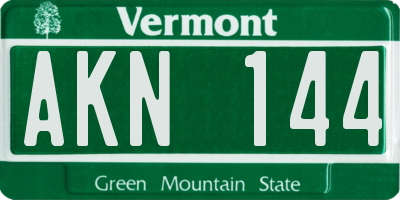 VT license plate AKN144