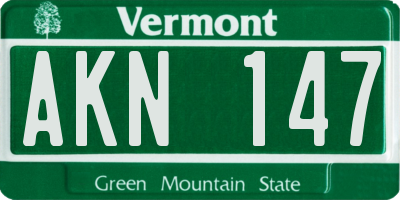 VT license plate AKN147