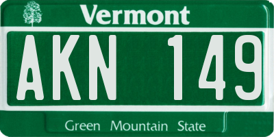 VT license plate AKN149