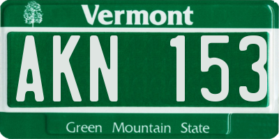 VT license plate AKN153