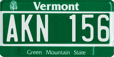 VT license plate AKN156