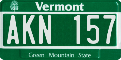 VT license plate AKN157
