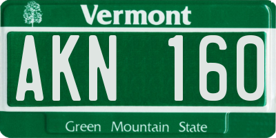 VT license plate AKN160