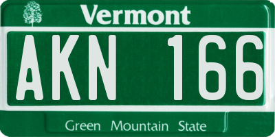 VT license plate AKN166