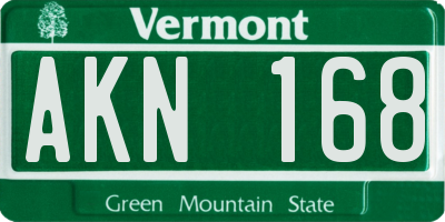 VT license plate AKN168