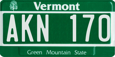 VT license plate AKN170