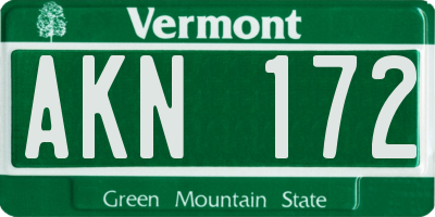 VT license plate AKN172