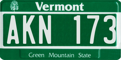 VT license plate AKN173
