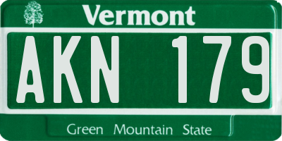VT license plate AKN179